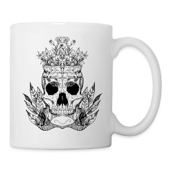 Totenkopf mit Blumen - Tasse - Weiß - Rechts