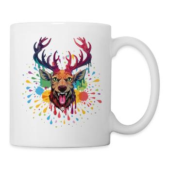 07 Party Deer Colorful Deer Head Paint Splash - Mug - white - Right