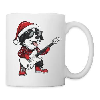 Border Collie Hund Weihnachten Rocker Gitarre - Tasse - Weiß - Rechts