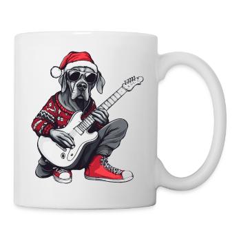 Great Dane Hund Weihnachten Rocker Gitarre - Tasse - Weiß - Rechts