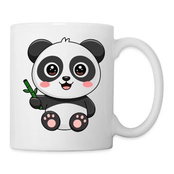 Süßer Baby Panda mit Bambus - Tasse - Weiß - Rechts