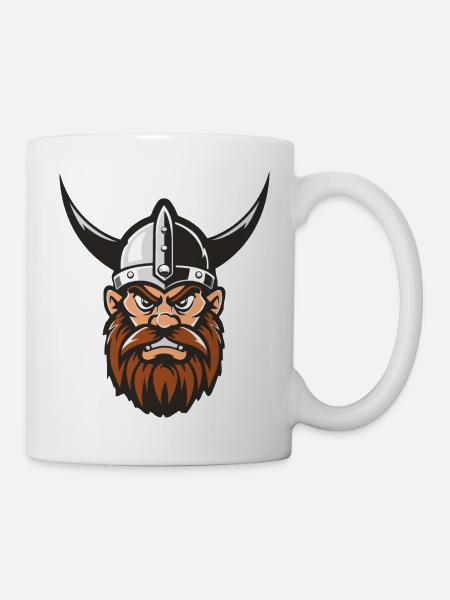 wikinger kopf - Tasse - Weiß