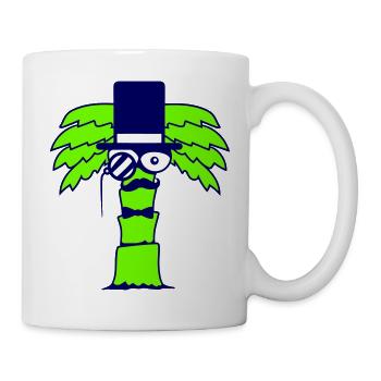 Palme Sir Gentleman Herr Monokel Zylinder Hut Cool - Tasse - Weiß - Rechts