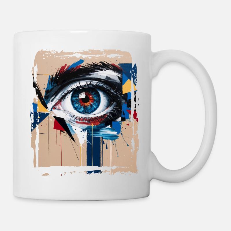 Abstract eye painted with a colorful brush - Mug - white