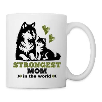 Starke Mama Wolf Beste Mama Geschenk Mutter Kind - Tasse - Weiß - Rechts