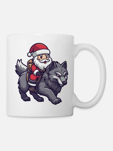 Wolf Weihnachtsmann - Tasse - Weiß