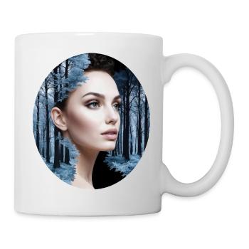 Beautiful woman combined with a forest scene - Mug - white - Right