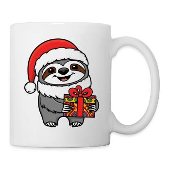 paresseux Père Noël Noël Mignon Style de bande dessinée - Mug blanc - blanc - Droite