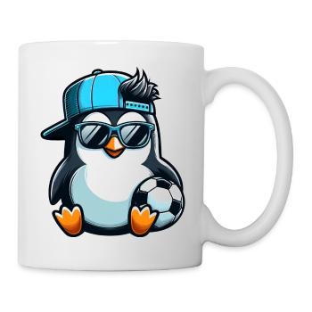 Süßer Pinguin Cartoon Fußballspieler - Tasse - Weiß - Rechts