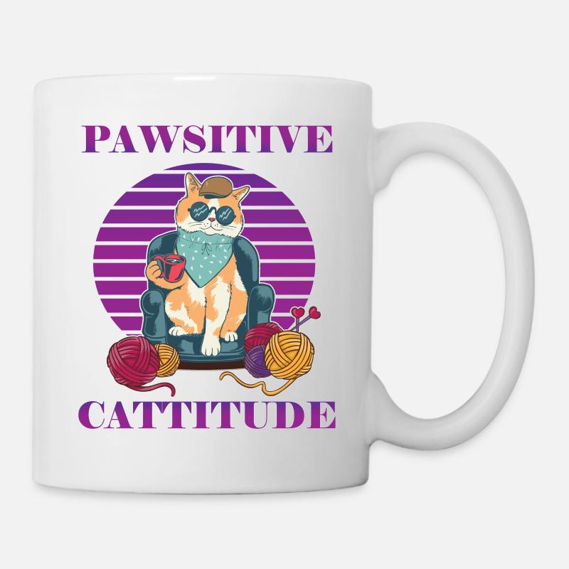 Pawsitive Cattitude - Tasse - Weiß