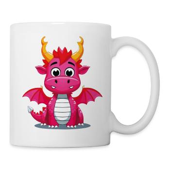 Cute cartoon dragon with golden horns - Mug - white - Right
