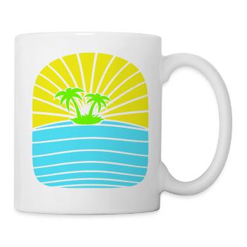 Palm Tree Island Tree Plage Vacances Noix de Mer Cool - Mug blanc - blanc - Droite