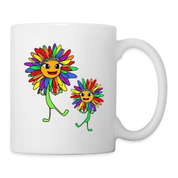 Hippie Regenbogen Sonnenblumen LGBT Gay Pride - Tasse - Weiß - Rechts