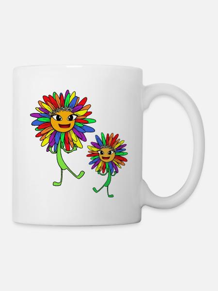 Hippie Regenbogen Sonnenblumen LGBT Gay Pride - Tasse - Weiß