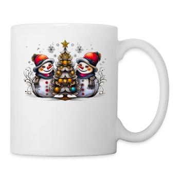 Colorful Snowmen Modern Painting - Mug - white - Right