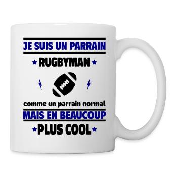 Je suis un parrain rugbyman plus cool - Mug blanc - blanc - Droite