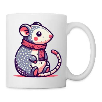 Süße Maus im Schal - Tasse - Weiß - Rechts