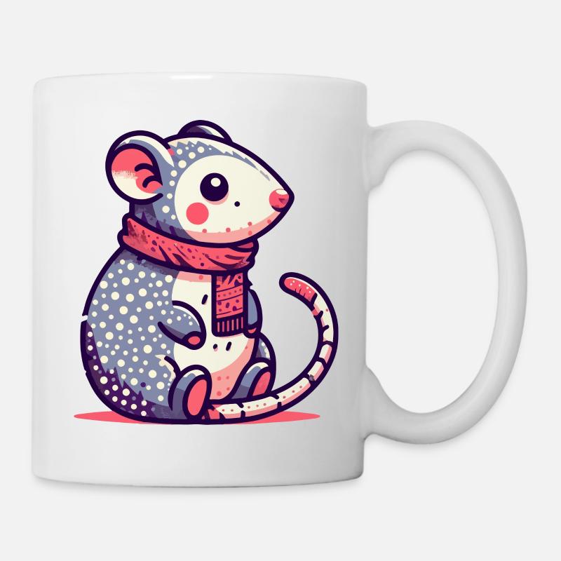 Souris mignonne dans un foulard - Mug blanc - blanc