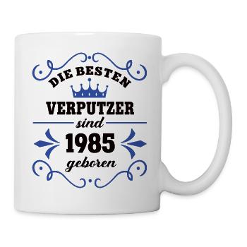 Verputzer Geburtstag 1985 Jahrgang Kollege Geb - Tasse - Weiß - Rechts