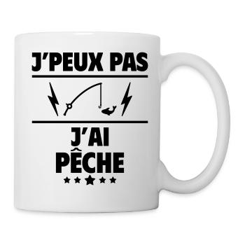 J'peux pas j'ai pêche, pêcheur, pêcheuse, noël - Mug blanc - blanc - Droite