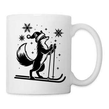 Weihnachtsfuchs auf Skiern - Tasse - Weiß - Rechts