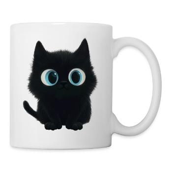 Charming Black Cat with Big Blue Eyes - Mug - white - Right