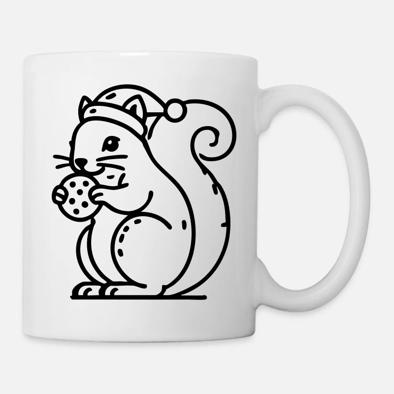 Eichhörnchen mit Mütze und Keks Weihnachten - Tasse - Weiß