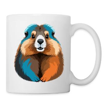 Murmeltier Vektor Kunst mit lebendiger Farbillustration - Tasse - Weiß - Rechts