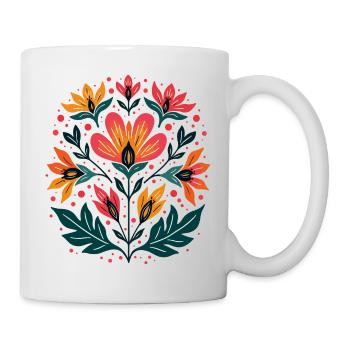 Otomi Blumenmuster Kulturelle Kunst - Tasse - Weiß - Rechts