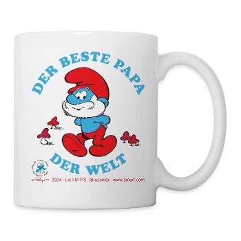 Schlümpfe Design Mit Sruch Der Beste Papa Der Welt - Tasse - Weiß - Rechts
