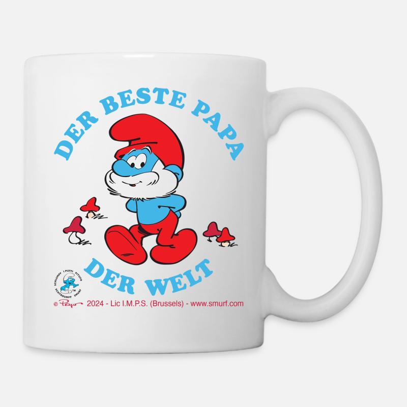 Schlümpfe Design Mit Sruch Der Beste Papa Der Welt - Tasse - Weiß