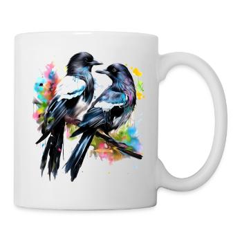 Deux pies peintes - Mug blanc - blanc - Droite