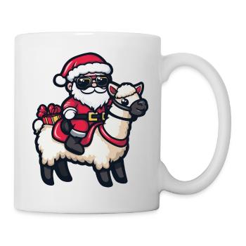 Alpaca Llama Santa Claus Cartoon - Mug - white - Right