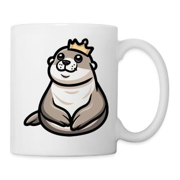 Robbe Tier Cartoon Krone - Tasse - Weiß - Rechts