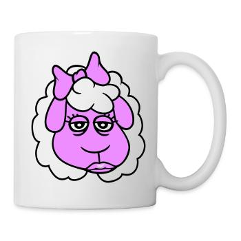 Schaf Mädchen Frau Gesicht Weiblich Hübsch Müde - Tasse - Weiß - Rechts