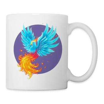 Cooler blau brennender Phönix - Tasse - Weiß - Rechts