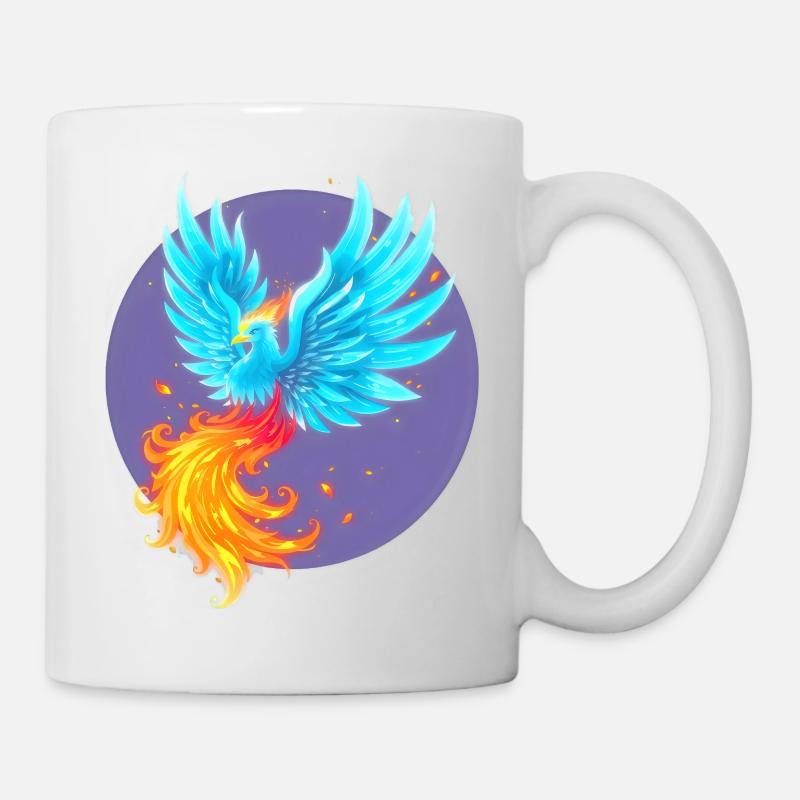 Cooler blau brennender Phönix - Tasse - Weiß