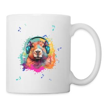 Capybara,illustration,Écouteurs,Musique,Graffiti - Mug blanc - blanc - Droite