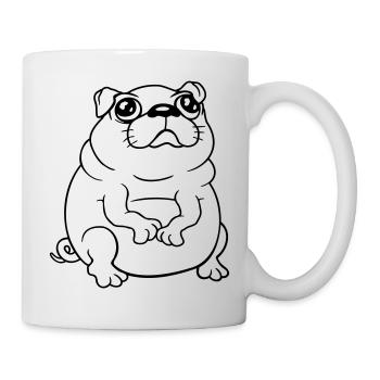 Pug dog sits small begging dick looks sad - Mug - white - Right