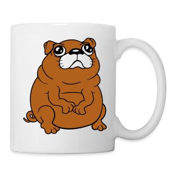 Pug dog sits small begging dick looks sad - Mug - white - Right