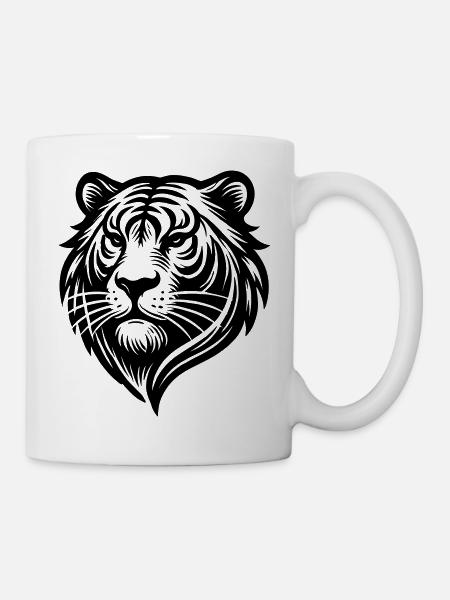 Tigerkopf-Logo - Tasse - Weiß