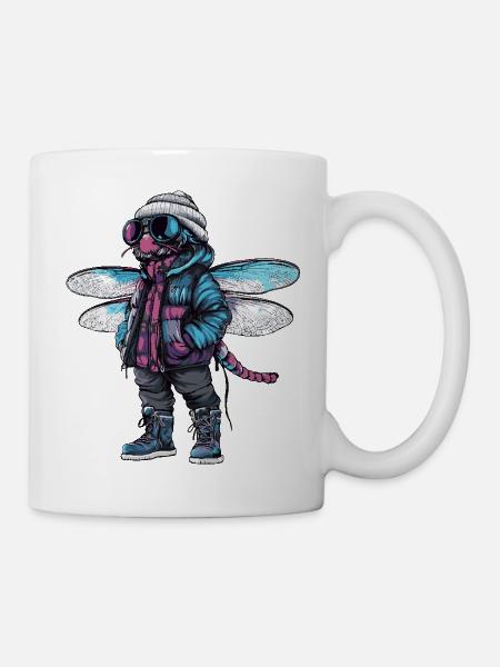 Libelle Lustig Winter - Tasse - Weiß