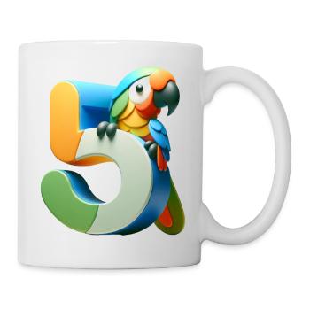 Kinderdesign – Papagei und Zahlen - Tasse - Weiß - Rechts