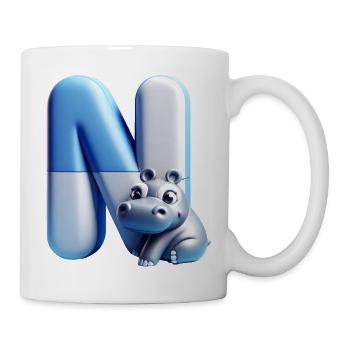 Niedliches Nilpferd auf dem Buchstaben N - Tasse - Weiß - Rechts