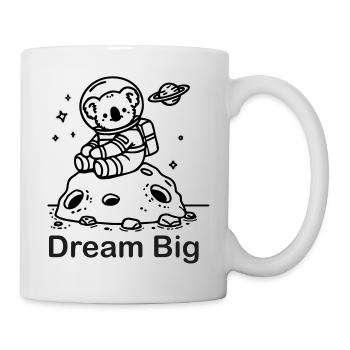 Astronaut Coala sitzt auf einem Meteoriten - Dream Big - Tasse - Weiß - Rechts