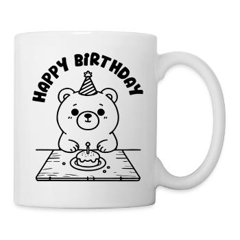 Birthday Bear having cake - Happy Birthday Design - Mug - white - Right