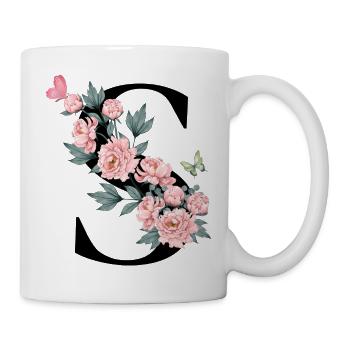 Letter s pink flowers - Mug - white - Right