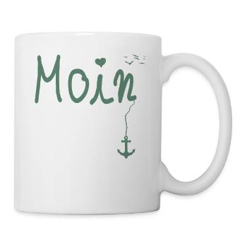 Moin Begrüßung Moin mit Möwe - Tasse - Weiß - Rechts