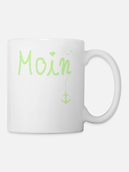 Moin Begrüßung Moin mit Möwe - Tasse - Weiß