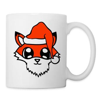 Fuchs Rotfuchs Weihnachtsmann Weihnachten Geschenk - Tasse - Weiß - Rechts
